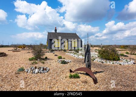 Prospect Cottage, Dungeness, le jardin de galets créé par le réalisateur Derek Jarman, Kent, Royaume-Uni Banque D'Images