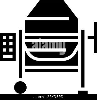 illustration vectorielle d'icône de glyphe de mélangeur de production de béton Illustration de Vecteur