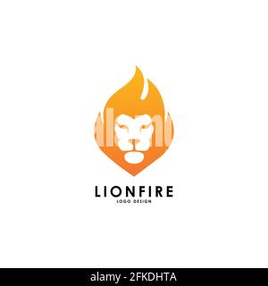 modèle vectoriel du logo lion fire Banque D'Images