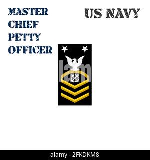 Icône vectorielle réaliste du chevron du brassard du maître maître Petty Chief Officer de la Marine américaine. Illustration de Vecteur