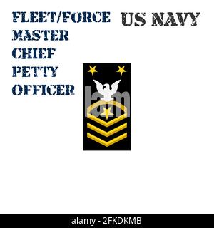 Icône vectorielle réaliste du chevron du brassard du maître Petty Chief Officer de la flotte américaine. Illustration de Vecteur