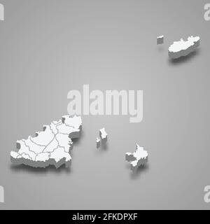 Carte isométrique 3d de Guernesey, isolée avec illustration du vecteur d'ombre Illustration de Vecteur