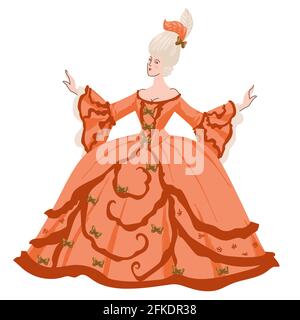 Baroque ou rococo, femme en robe traditionnelle Illustration de Vecteur