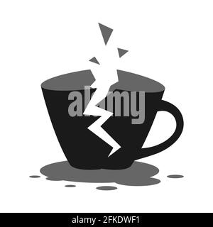 icône représentant une tasse brisée sur fond blanc. Image vectorielle Illustration de Vecteur