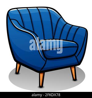 Illustration vectorielle de dessin animé de fauteuil bleu isolée Illustration de Vecteur