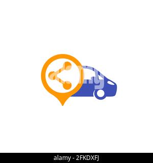 icône du logo vector du service de partage de voitures en blanc Illustration de Vecteur