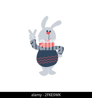 Drôle de dessin animé coloré jouet lièvre vecteur isolé sur fond blanc Illustration de Vecteur