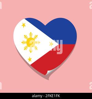 J'aime l'illustration du vecteur coeur drapeau des Philippines Illustration de Vecteur