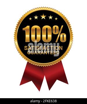 Illustration vectorielle de la garantie Golden de 100 % avec Red Logo ruban avec effet brillant doré Illustration de Vecteur