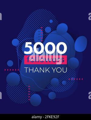 5000 abonnés, conception de bannières pour les médias sociaux Illustration de Vecteur
