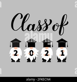 Nains de graduation. Classe de 2021 caractères. Modèle vectoriel pour poster typographique, carte de vœux, bannière, étiquette, t-shirt, etc Illustration de Vecteur