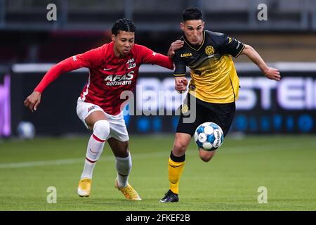 KERKRADE, PAYS-BAS - AVRIL 30: Marzo de Richonell de Jong AZ, Stefano Marzo de Roda JC pendant le match néerlandais de Keukenkampiodivisiie entre Roda JC Banque D'Images