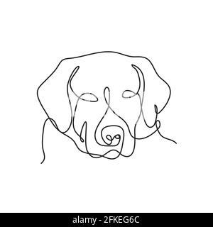 Illustration du vecteur d'une seule ligne de chien Lab. Labrador Retriever art. Chien face ligne continue art Illustration de Vecteur
