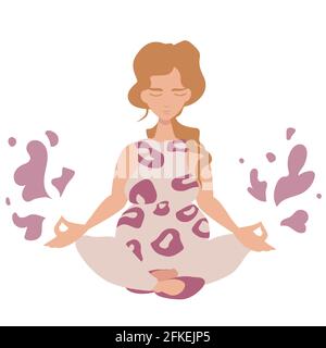Blonde enceinte fille ID faisant Lotus Yoga pose Illustration de Vecteur