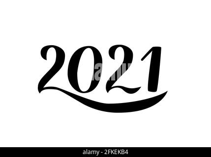 2021 numéros écrits à la main avec une brosse. Lettrage calligraphique pour le nouvel an isolé sur blanc. Affiche typographique des fêtes. Modèle vectoriel facile à modifier f Illustration de Vecteur