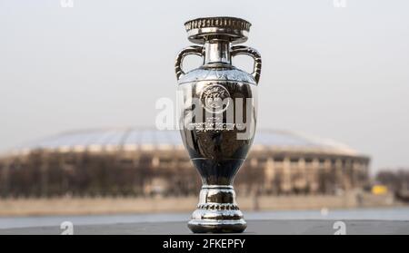 13 avril 2021 Moscou, Russie. Coupe de championnat d'Europe sur le fond du stade Luzhniki. Banque D'Images