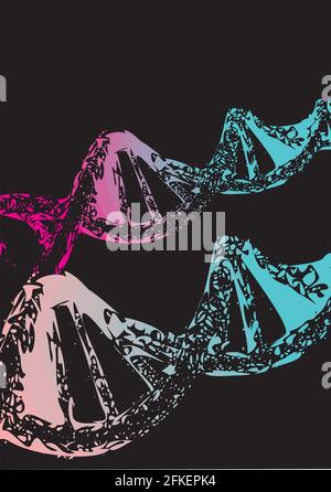 Modèle scientifique, papier peint ou bannière avec des molécules d'ADN. Illustration vectorielle Illustration de Vecteur