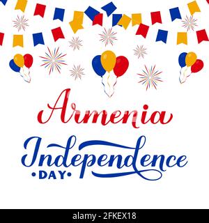 Arménie jour de l'indépendance calligraphie lettrage à la main. Fête arménienne célébrée le 21 septembre. Modèle vectoriel pour carte de vœux, poster typographique Illustration de Vecteur