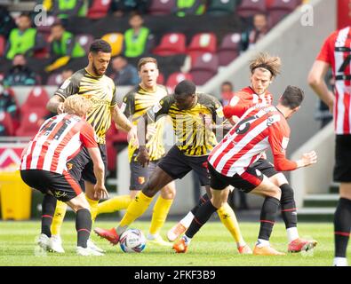 Brentford, Royaume-Uni. 1er mai 2021. Watford Ken Sema pendant le championnat Sky Bet derrière des matchs à huis clos entre Brentford et Watford au stade communautaire de Brentford, Brentford, Angleterre, le 1er mai 2021. Photo par Andrew Aleksiejczuk/Prime Media Images. Crédit : Prime Media Images/Alamy Live News Banque D'Images