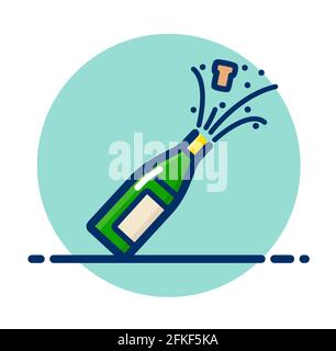 Illustration vectorielle de l'icône de couleur de bouteille de champagne Illustration de Vecteur