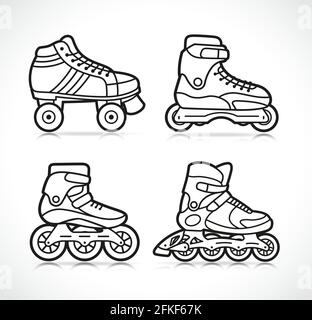 Illustration vectorielle de l'ensemble d'icônes de patin à roulettes Illustration de Vecteur