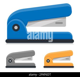 conception isolée vectorielle à icône plate de l'agrafeuse de bureau Illustration de Vecteur