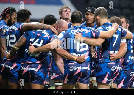 Nanterre, hauts de Seine, France. 1er mai 2021. Équipe de Stade Francais avant le championnat de rugby français Top 14 entre le Racing 92 et Stade Francais au Stade Jean Bouin à Paris - France.Stade Francais a gagné 35:29 Credit: Pierre Stevenin/ZUMA Wire/Alay Live News Banque D'Images