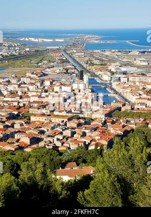 Panorama de la ville et du port de Sète, Occitanie, France. Banque D'Images