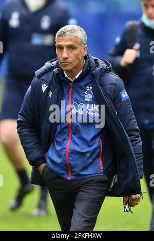 SHEFFIELD, ROYAUME-UNI. 1ER MAI le gérant de la forêt de Nottingham, Chris Hughton, lors du match de championnat Sky Bet entre Sheffield mercredi et Nottingham Forest à Hillsborough, Sheffield, le samedi 1er mai 2021. (Credit: Jon Hobley | MI News) Credit: MI News & Sport /Alay Live News Banque D'Images