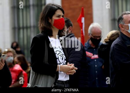 Madrid, Espagne; 01.05.2021.- Ministre des droits sociaux, Ione Bielra.les syndicats retournent dans la rue le jour de mai pour demander à arrêter l'extrême droite, ils demandent à plusieurs ministres qui ont assisté à l'abrogation de la réforme du travail et à l'augmentation du salaire minimum. La présence du ministre du travail Yolanda Díaz a été historique, car jamais auparavant un ministre avec ce portefeuille a participé à la journée de mai dans les rues. Les élections de Madrid du 4 mai ont marqué la célébration de la Journée internationale des travailleurs à Madrid. Les secrétaires généraux de Comisines Obreras (CC OO), d'Unai Sordo et d'Uni Banque D'Images