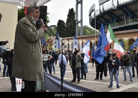 Démonstration publique de l'extrême droite de la politique italienne dans Bologne Banque D'Images