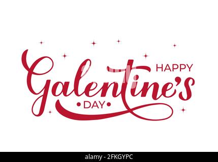 Bonne Saint-Valentin lettre de calligraphie isolée sur blanc. Vacances non officielles pour les filles. Modèle vectoriel pour affiche de carte de vœux, carte postale, voler Illustration de Vecteur