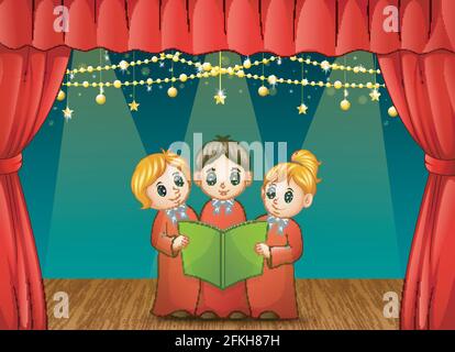 Illustration vectorielle d'une chorale d'enfants sur scène Illustration de Vecteur