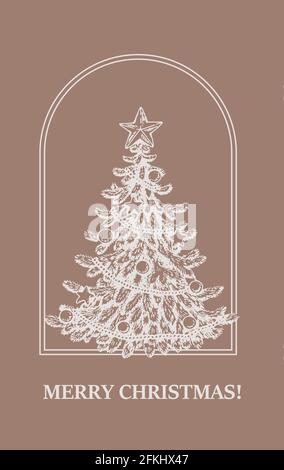 Motif Noël et nouvel an moderne avec arbre de Noël dessiné à la main. Illustration vectorielle Illustration de Vecteur
