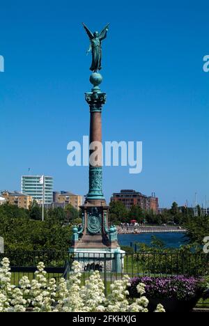 Copenhague, Danemark - 23 juin 2009 : la colonne de l'amiral Ivar Huitfeldt est un monument construit au XIXe siècle sur la promenade de Langelinie pour une bataille navale Banque D'Images