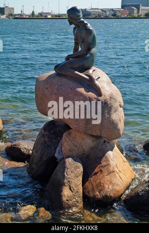 Copenhague, Danemark - 23 juin 2009 : la petite Sirène, au bord de l'eau de la promenade Langelinie, statue en bronze réalisée par Edvard Eriksen en 1913 Banque D'Images