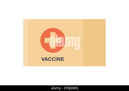 Boîte de vaccin contre le coronavirus. Livraison du vaccin à l'hôpital. Campagne anti-virus. Illustration vectorielle isolée sur un modèle plat en blanc Illustration de Vecteur