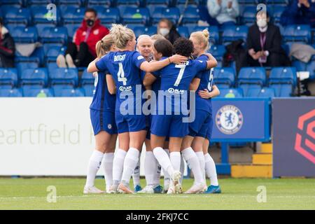 LONDRES, ROYAUME-UNI. 2 MAI : Fran Kirby (Chelsea FC) célèbre après avoir obtenu son score lors de la rencontre de l'UEFA Women's Champions League 2020-21 entre Chelsea FC et Bayern Munich à Kingsmeadow. Credit: Federico Guerra Morán/Alay Live News Banque D'Images