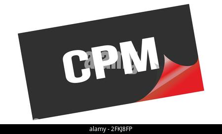 Le texte CPM est inscrit sur un autocollant rouge noir. Banque D'Images