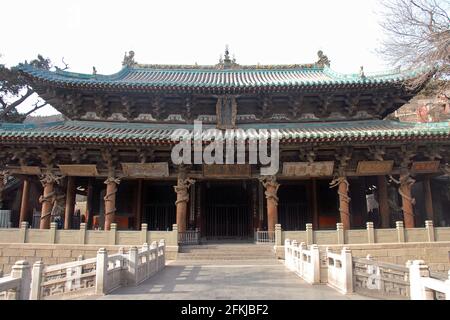 Temple Jinci près de Taiyuan, Shanxi, Chine. Shengmu Hall ou Holy Mother Hall, la première salle principale existante du Temple Jinci. Banque D'Images