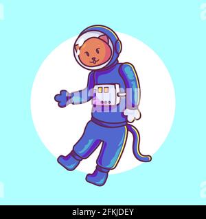 adorable astronaute de chat avec costume bleu Illustration de Vecteur