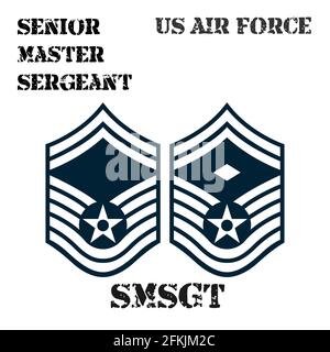 Insigne vectoriel réaliste du brassard du chevron du sergent-chef principal de l'US Air Force. Illustration de Vecteur