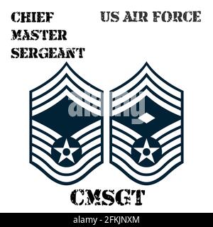 Insigne vectoriel réaliste du brassard du chevron du sergent-chef de l'US Air Force. Illustration de Vecteur