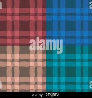 Ensemble de motifs sans couture avec motif écossais. Illustration de Vecteur