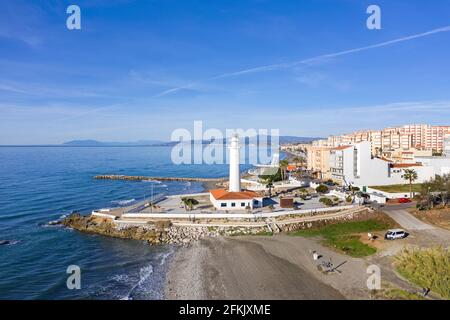 Faro de Torrox, le phare est le point de repère de la ville de Torrox-Costa, Andalousie, Costa del sol, Espagne Banque D'Images