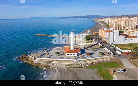 Faro de Torrox, le phare est le point de repère de la ville de Torrox-Costa, Andalousie, Costa del sol, Espagne Banque D'Images