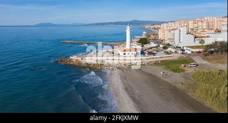 Faro de Torrox, le phare est le point de repère de la ville de Torrox-Costa, Andalousie, Costa del sol, Espagne Banque D'Images