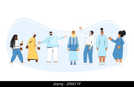 Groupe de personnes diverses debout ensemble. Personnages multiraciaux et multiculturels vêtu d'un vêtement décontracté. Illustration de Vecteur