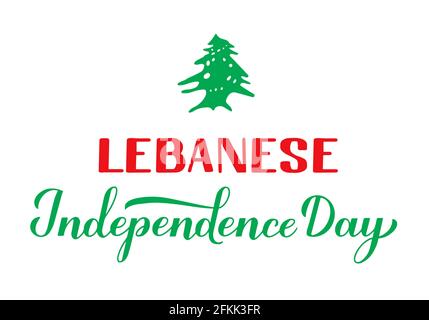 Lettre du jour de l'indépendance du Liban avec du cèdre libanais. Fête du 22 novembre. Modèle vectoriel facile à modifier pour la typographie poster bann Illustration de Vecteur