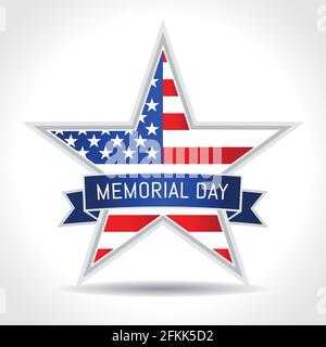 Happy Memorial Day USA bannière patriotique. Modèle de conception graphique abstrait isolé. Couleurs US. Badge étoile drapeau américain. Arrière-plan créatif. Ancien combattant Illustration de Vecteur